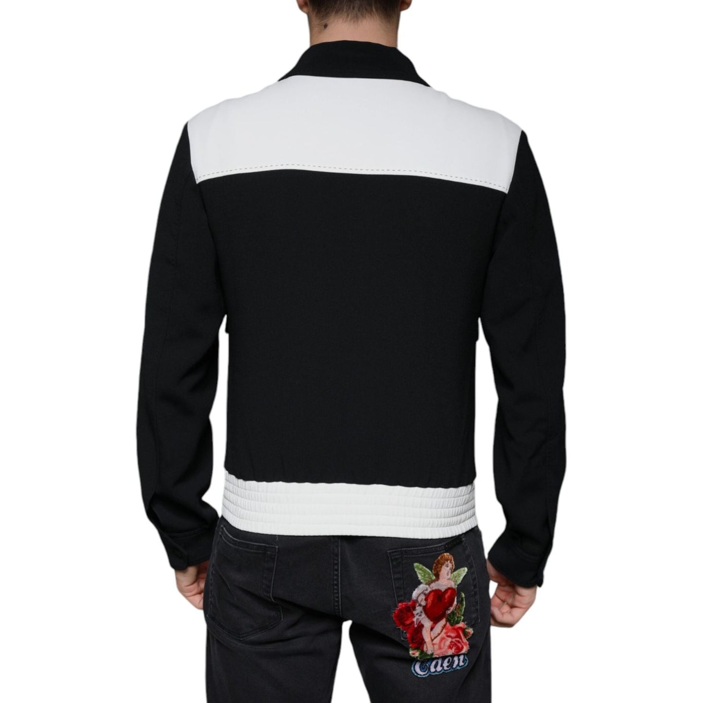 Dolce & Gabbana Black White DG Crown Full Zip Blouson Jacket Dolce & Gabbana