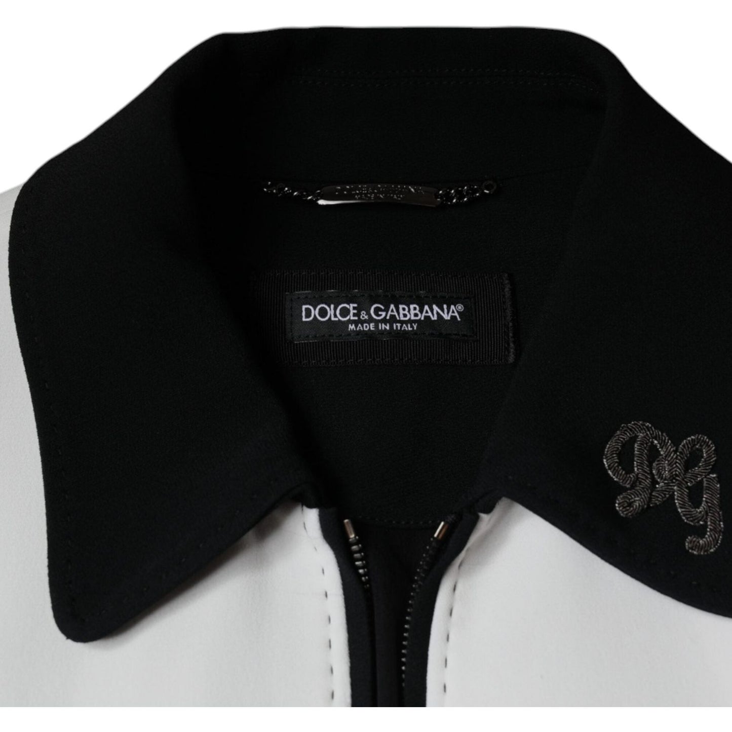 Dolce & Gabbana Black White DG Crown Full Zip Blouson Jacket Dolce & Gabbana