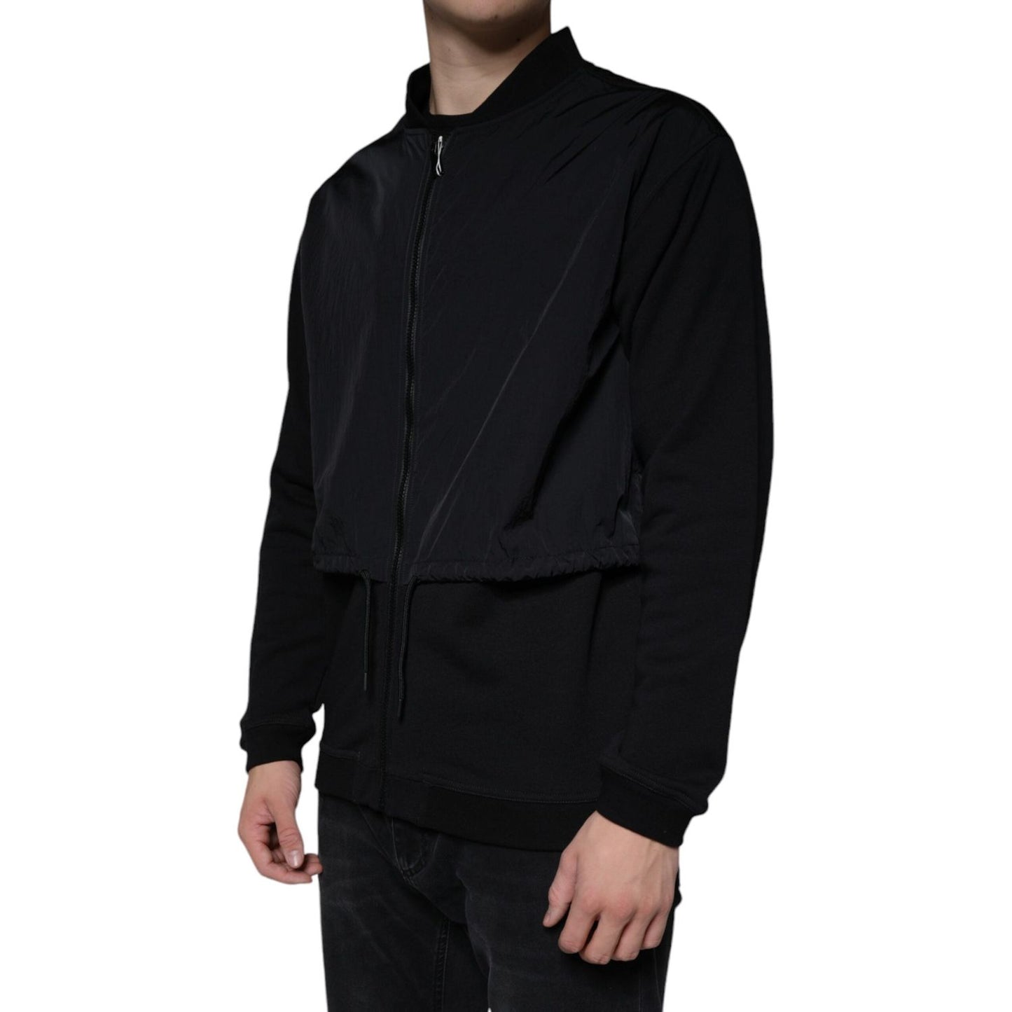 MSGM Black Cotton Full Zip Bomber Long Sleeves Jacket MSGM