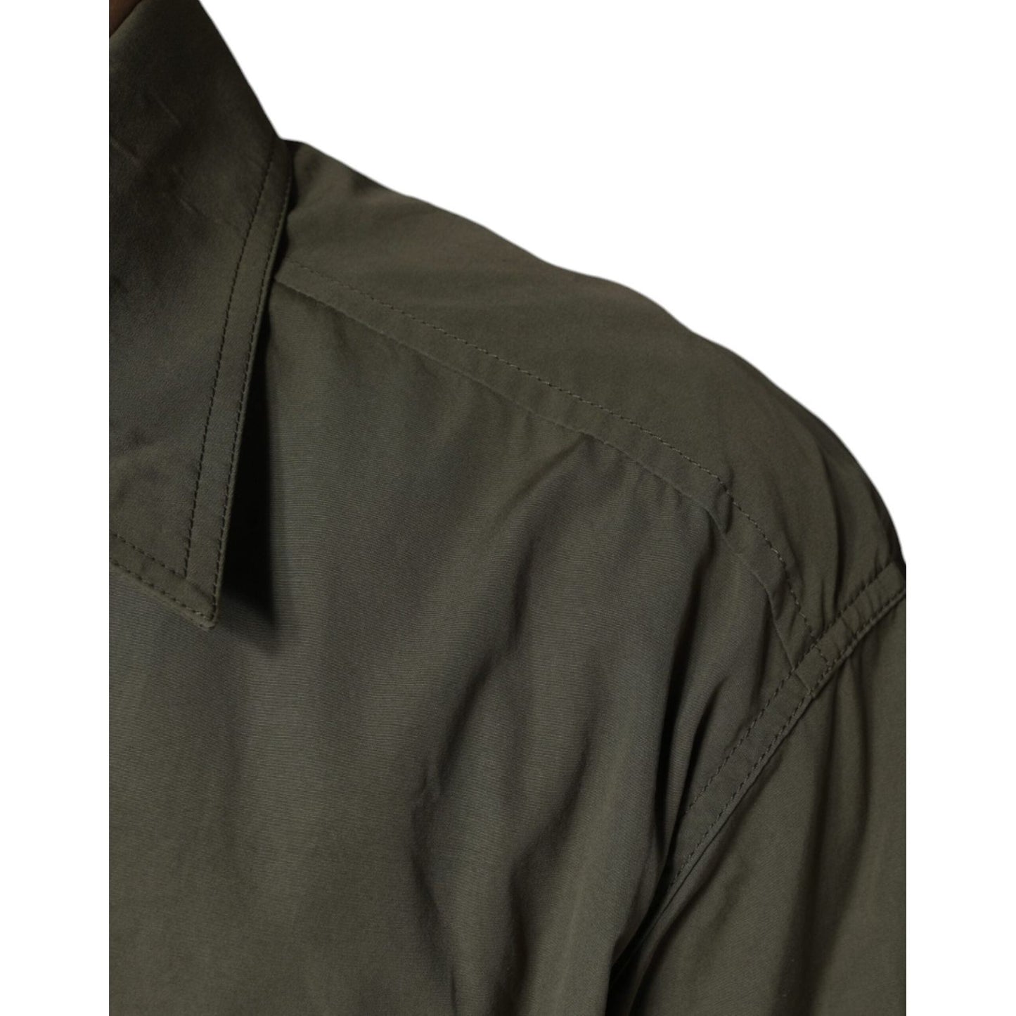 Dolce & Gabbana Military Green Cotton Bend Collared Coat Jacket Dolce & Gabbana