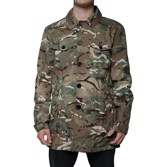 Dolce & Gabbana Multicolor Camouflage Collared Coat Jacket Dolce & Gabbana