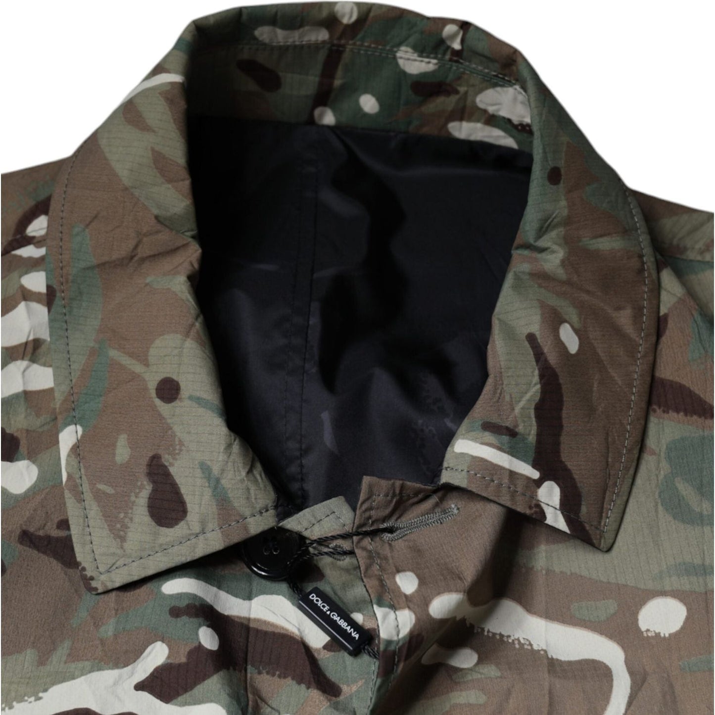 Dolce & Gabbana Multicolor Camouflage Collared Coat Jacket Dolce & Gabbana