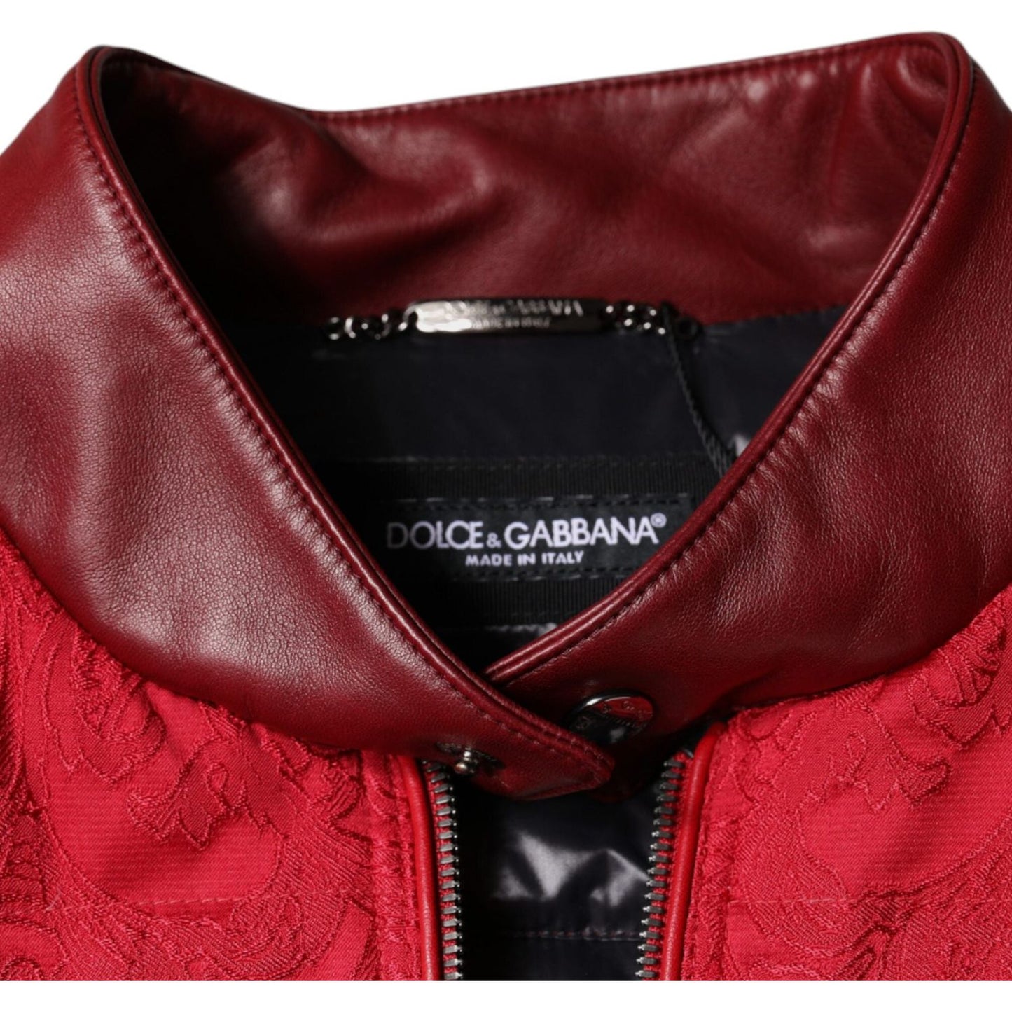 Dolce & Gabbana Red Quilted Bomber Gold Crown Logo Jacket Dolce & Gabbana