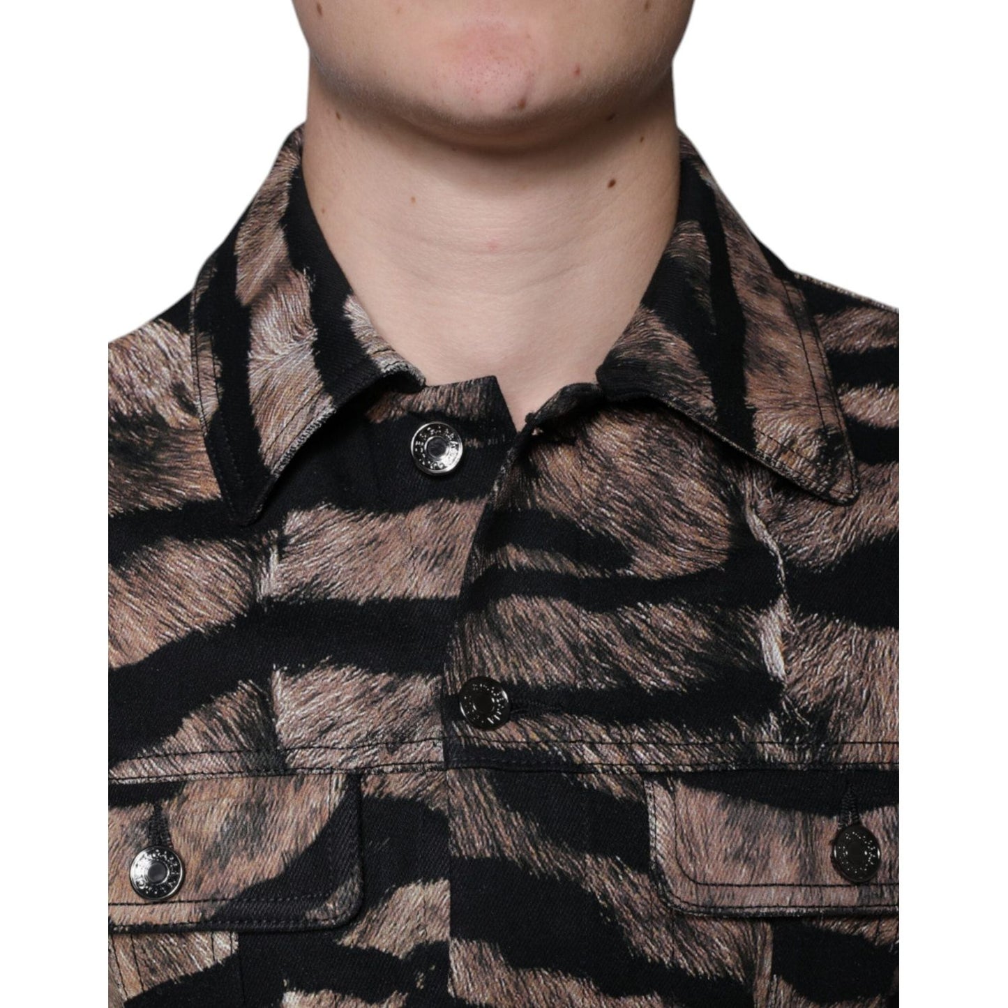 Dolce & Gabbana Brown Tiger Button Down Collared Jacket Dolce & Gabbana