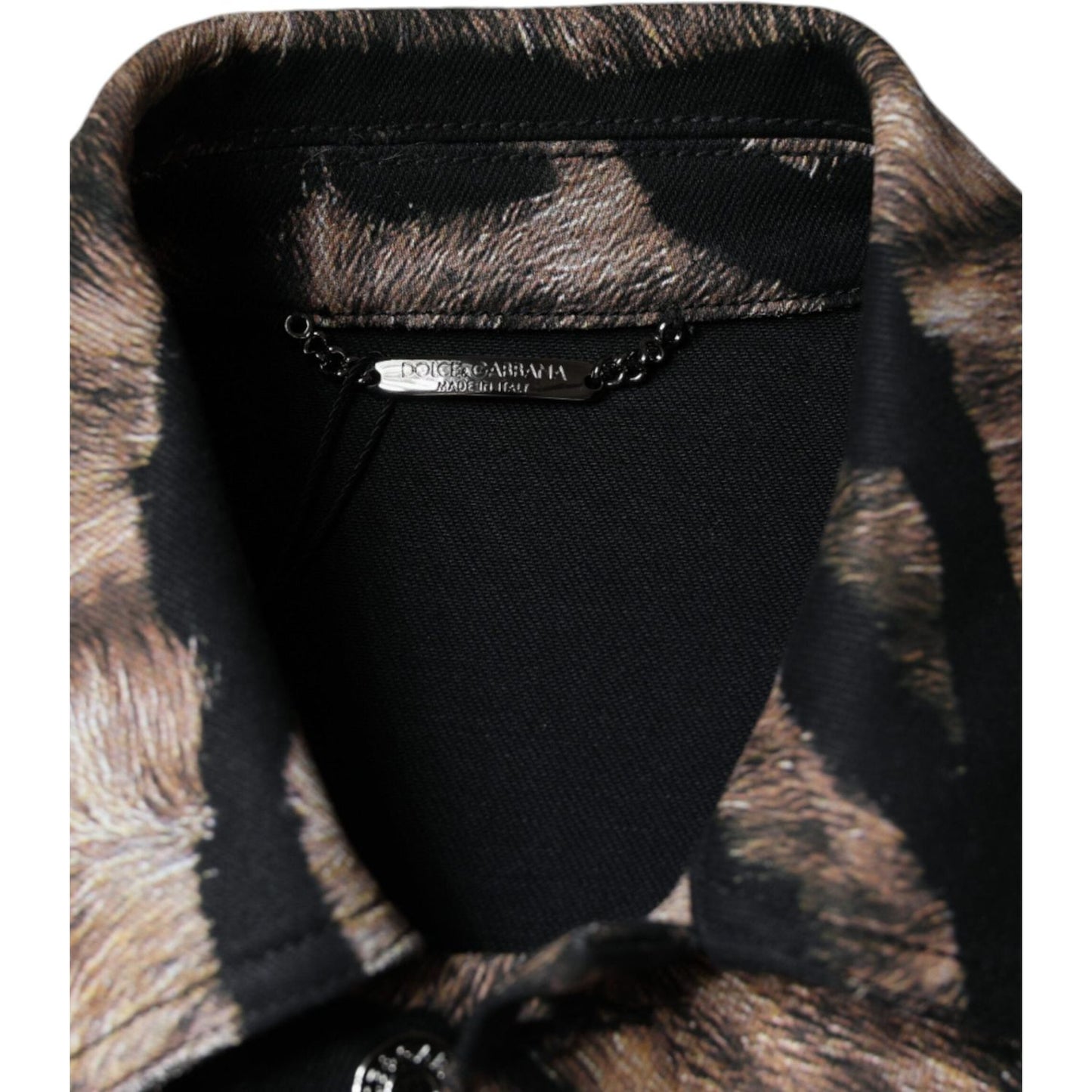 Dolce & Gabbana Brown Tiger Button Down Collared Jacket Dolce & Gabbana