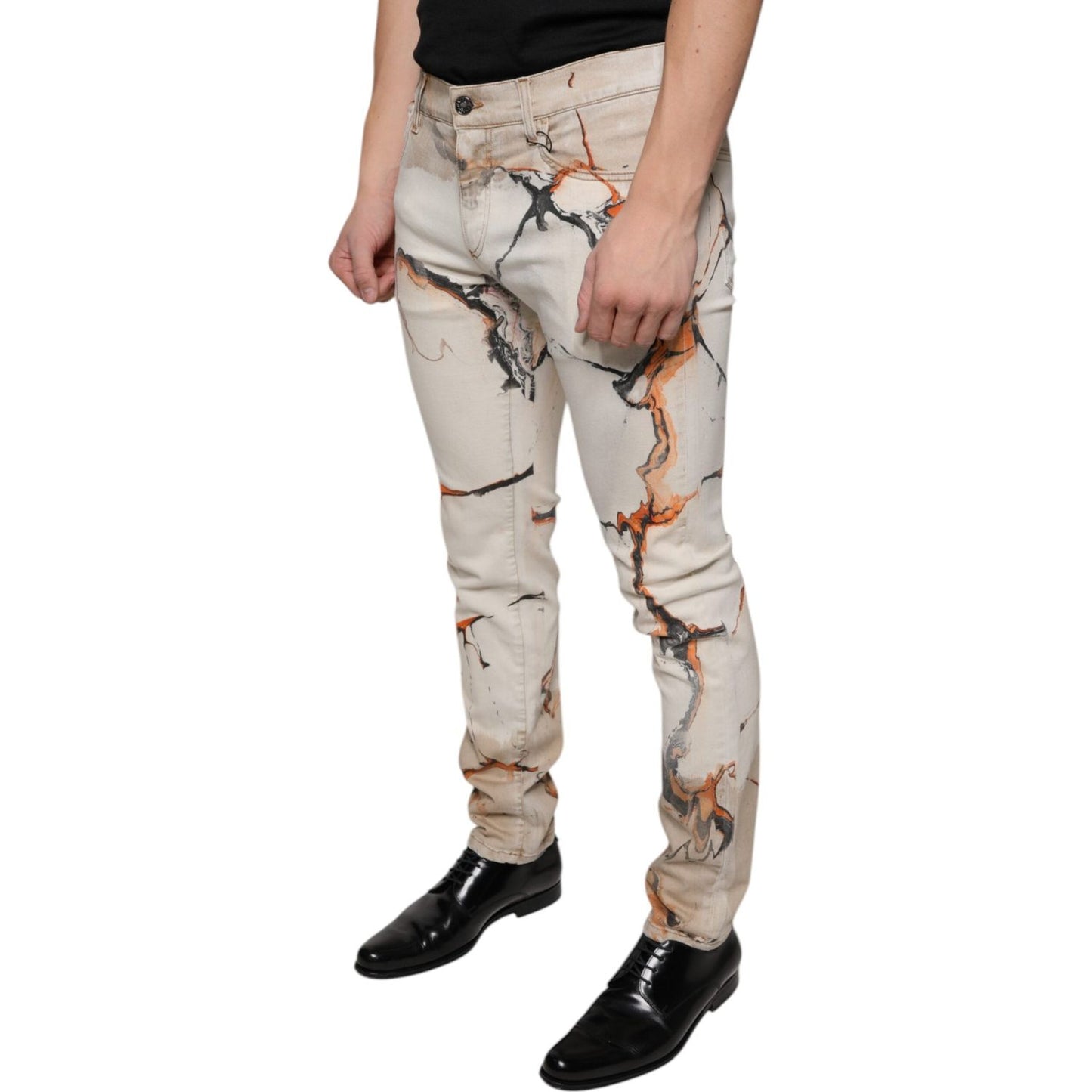 Dolce & Gabbana Beige Cotton Dye Slim Fit Men Denim Jeans Dolce & Gabbana