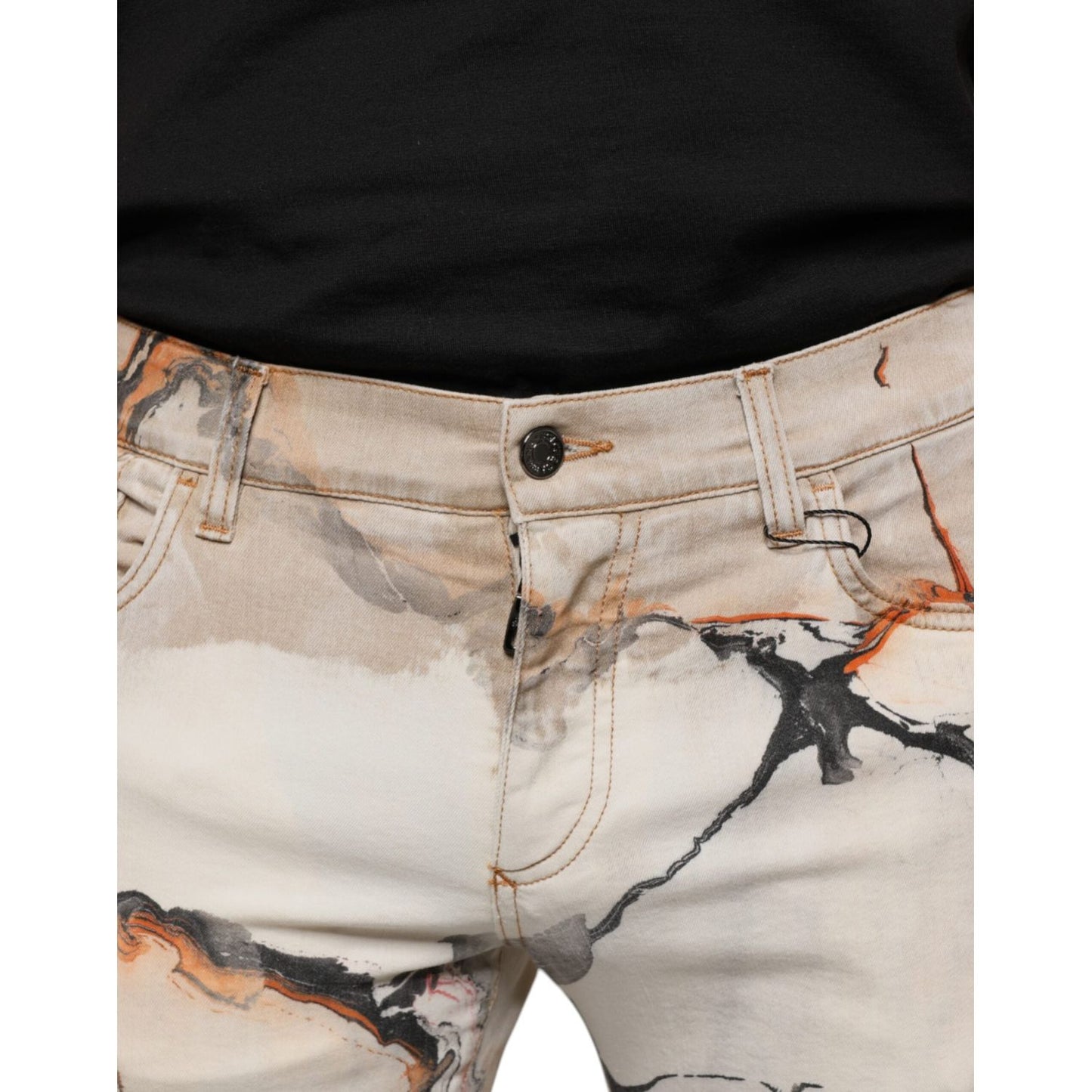 Dolce & Gabbana Beige Cotton Dye Slim Fit Men Denim Jeans Dolce & Gabbana