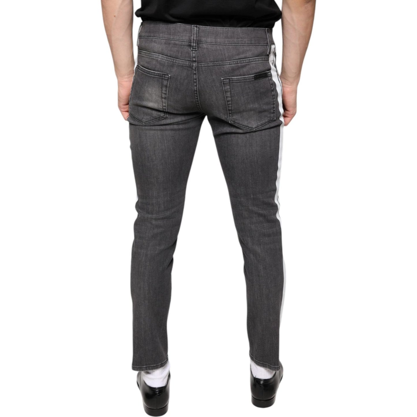 Dolce & Gabbana Black Tattered Cotton Skinny Men Denim Jeans Dolce & Gabbana