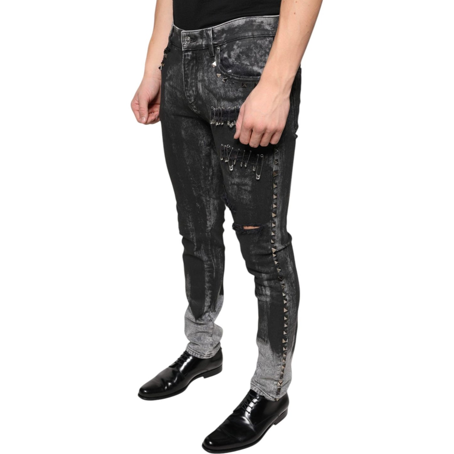 Dolce & Gabbana Black Embellished Cotton Skinny Denim Jeans Dolce & Gabbana