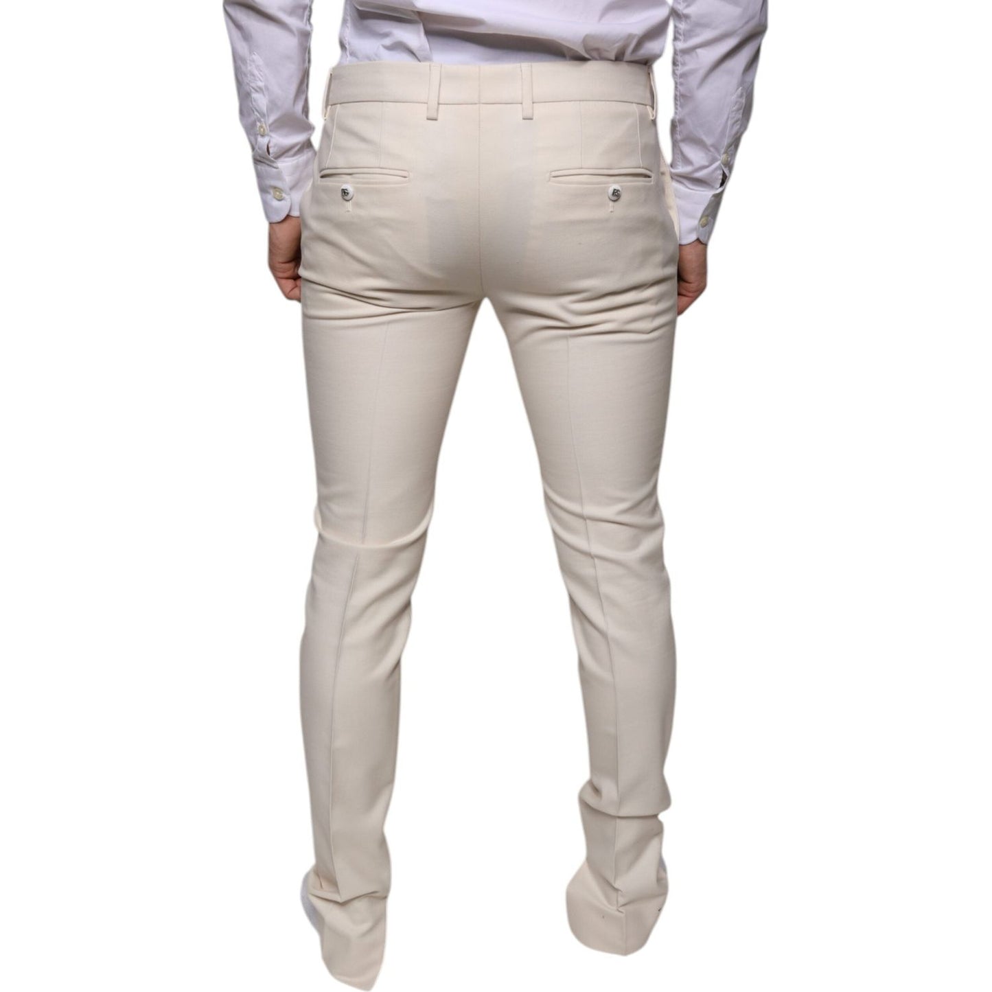 Dolce & Gabbana Off White Chino Wool Skinny Pants Dolce & Gabbana