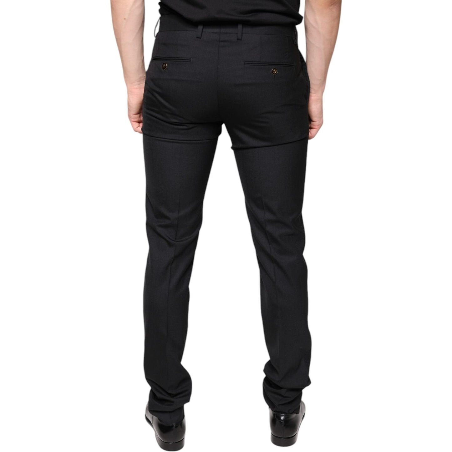 Dolce & Gabbana Black Wool Skinny Men Dress Pants Dolce & Gabbana