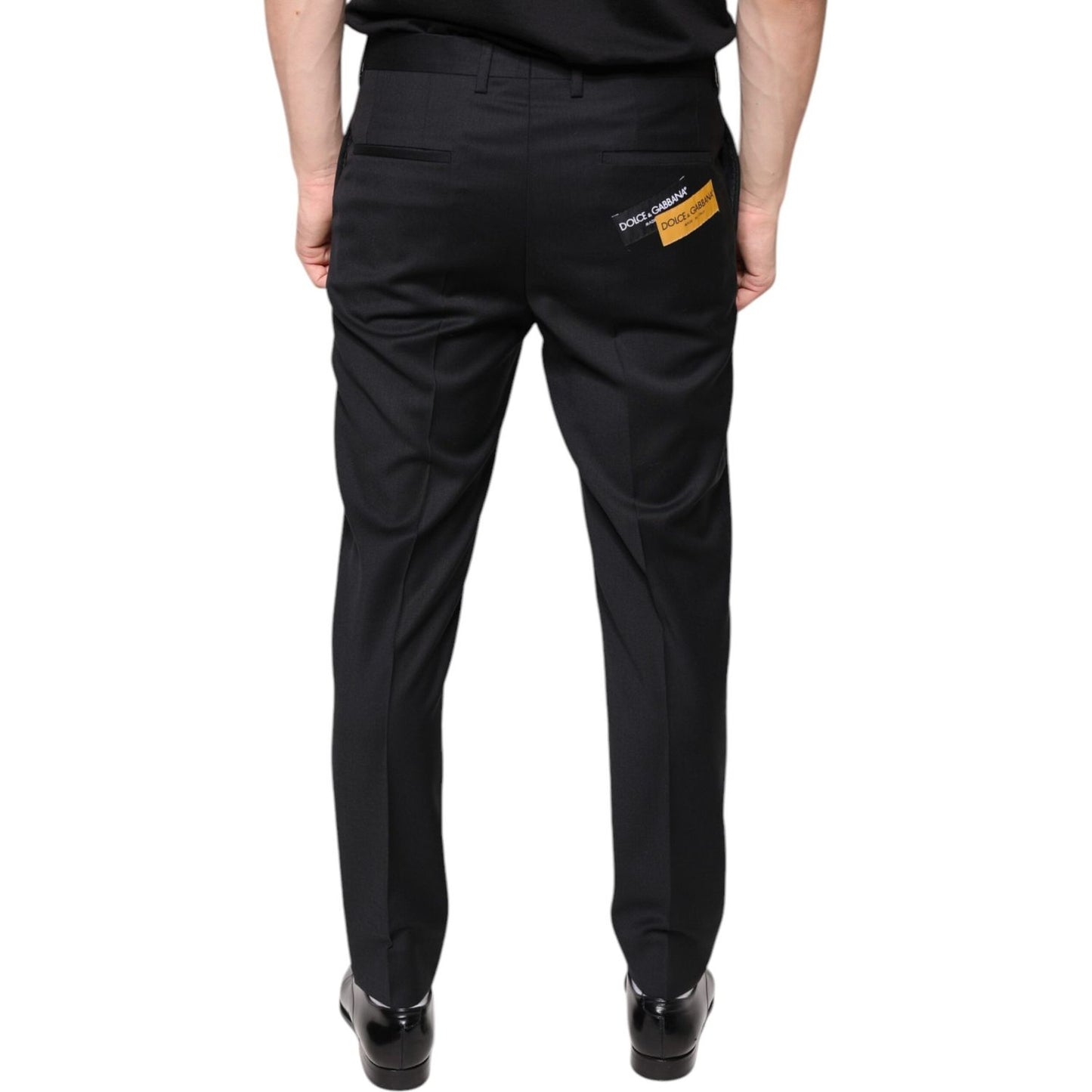 Dolce & Gabbana Black Wool Skinny Men Dress Pants Dolce & Gabbana