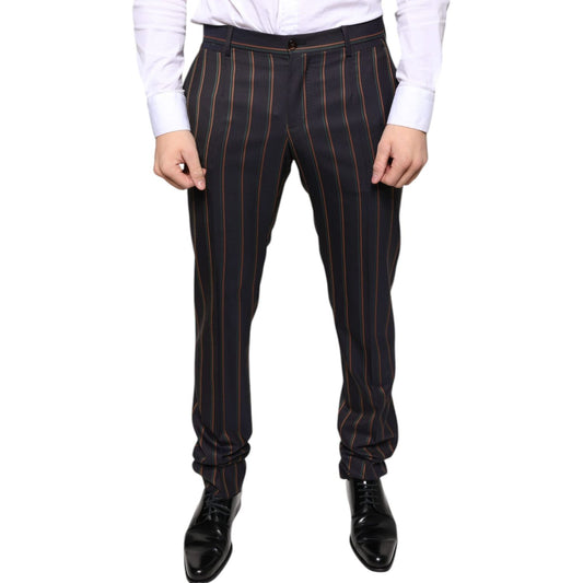 Dolce & Gabbana Brown Stripes Skinny Men Dress Pants Dolce & Gabbana