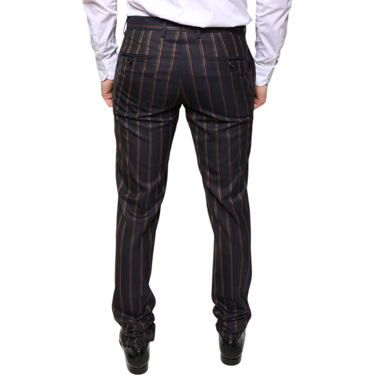 Dolce & Gabbana Brown Stripes Skinny Men Dress Pants Dolce & Gabbana