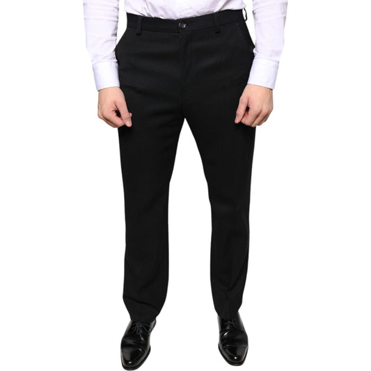 Dolce & Gabbana Black Wool Skinny Men Dress Pants Dolce & Gabbana