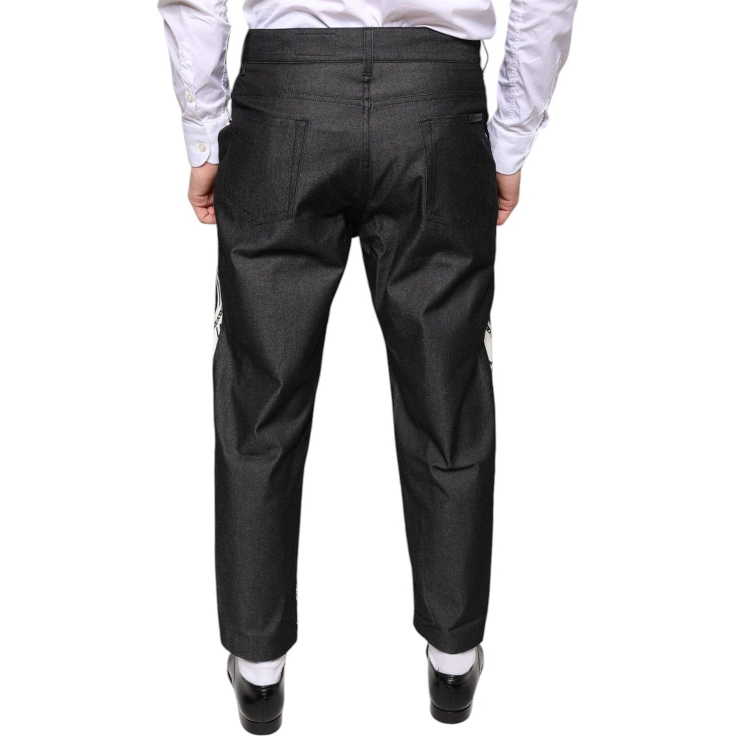 Dolce & Gabbana Black Bandana Silk Dress Pants Dolce & Gabbana