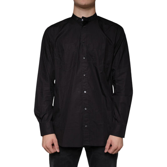 Dolce & Gabbana Black Cotton Button Down Men Casual Shirt Dolce & Gabbana