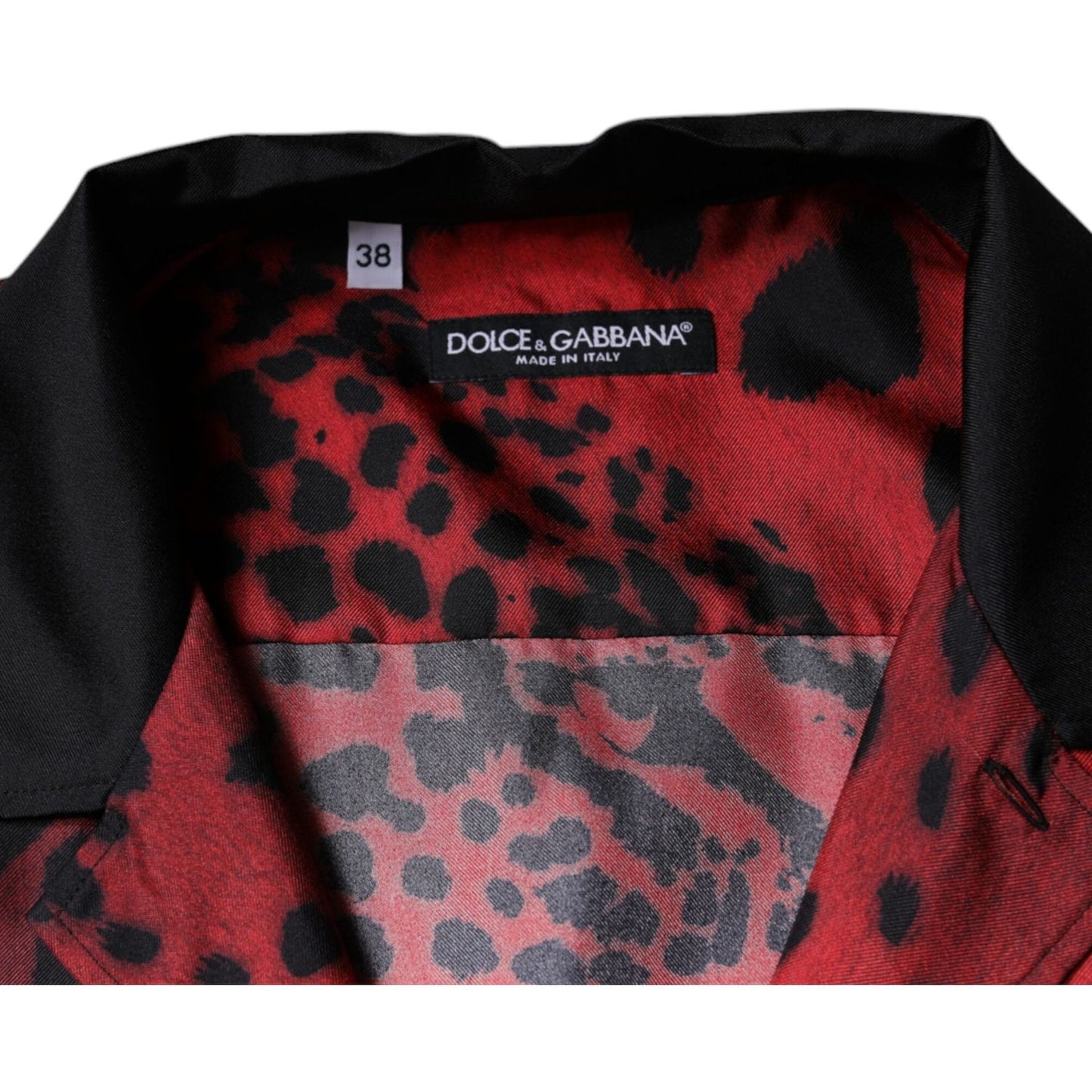 Dolce & Gabbana Red Leopard Silk Button Down Casual Shirt Dolce & Gabbana