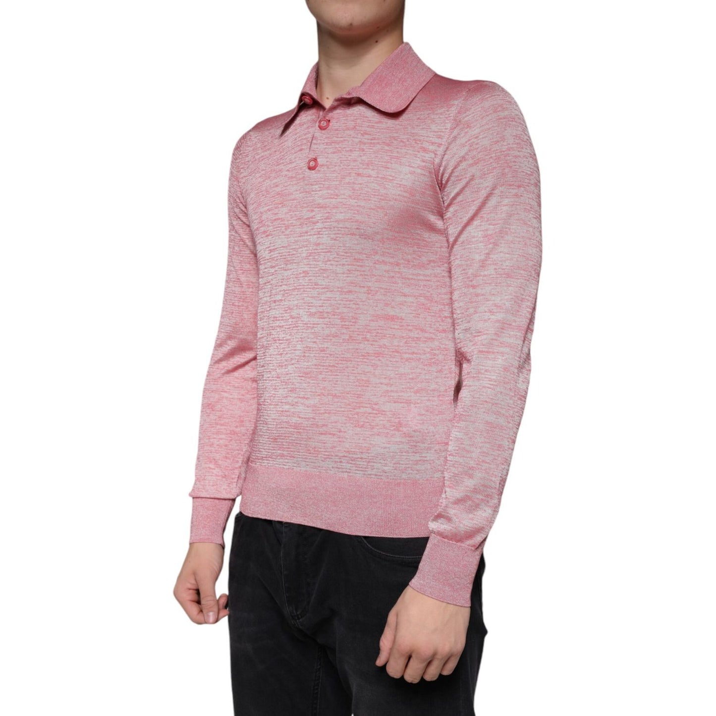 Dolce & Gabbana Pink Polyester Long Sleeve Men Polo T-shirt Dolce & Gabbana