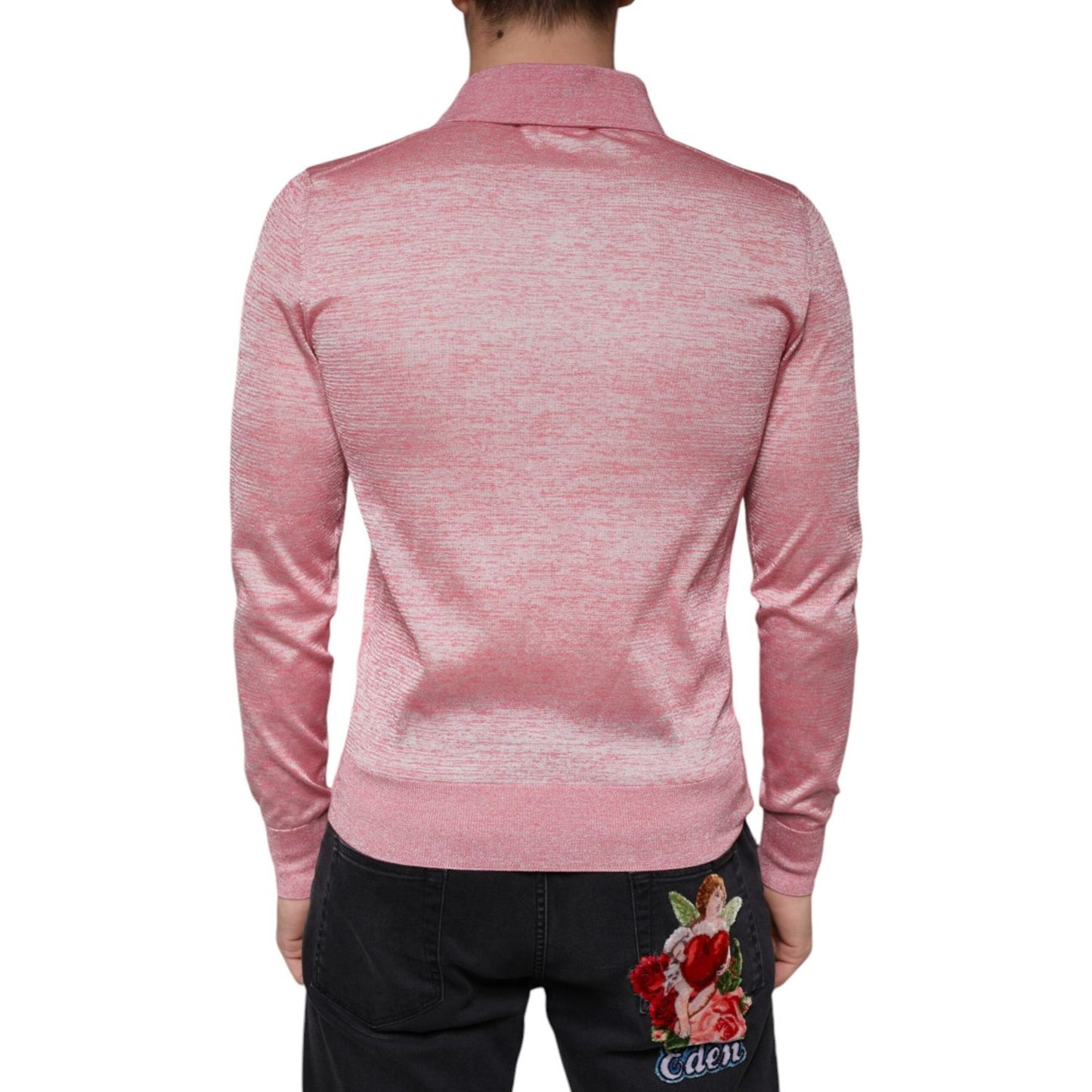 Dolce & Gabbana Pink Polyester Long Sleeve Men Polo T-shirt Dolce & Gabbana