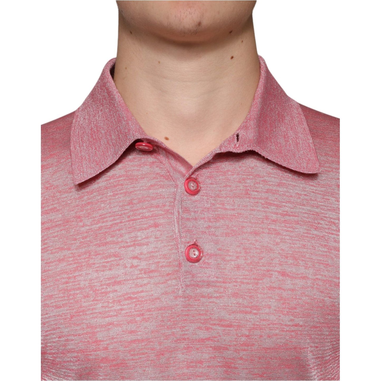 Dolce & Gabbana Pink Polyester Long Sleeve Men Polo T-shirt Dolce & Gabbana