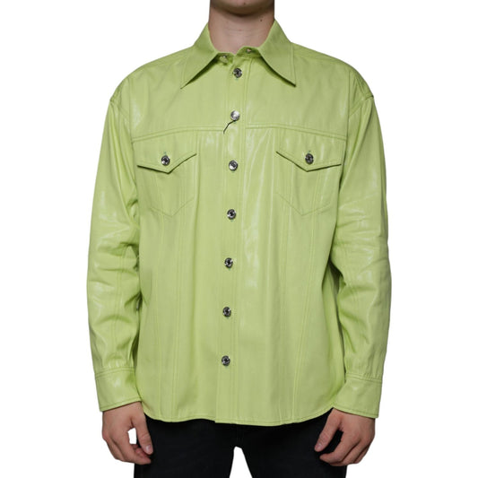 Dolce & Gabbana Green Cotton Collared Men Button Down Shirt Dolce & Gabbana