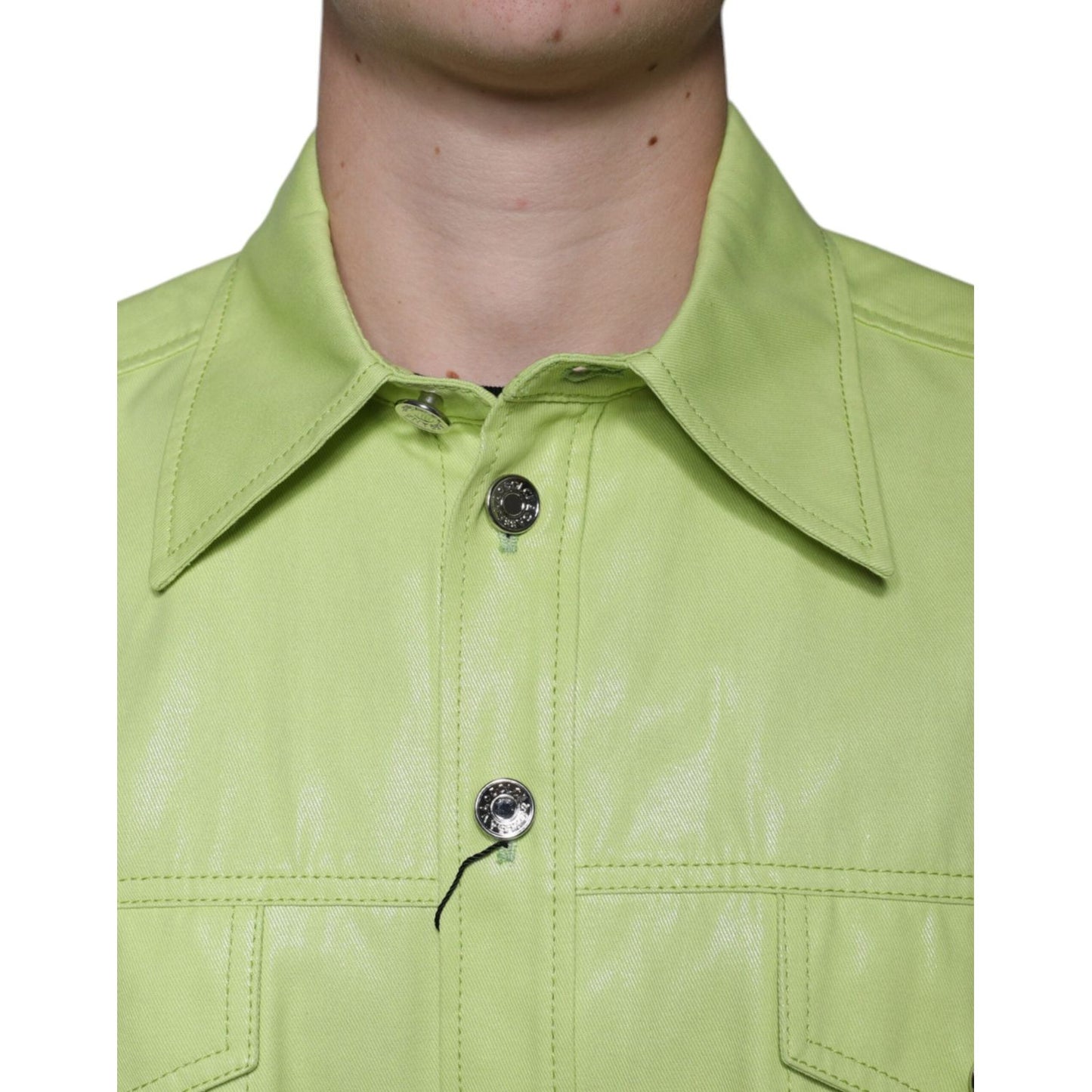 Dolce & Gabbana Green Cotton Collared Men Button Down Shirt Dolce & Gabbana