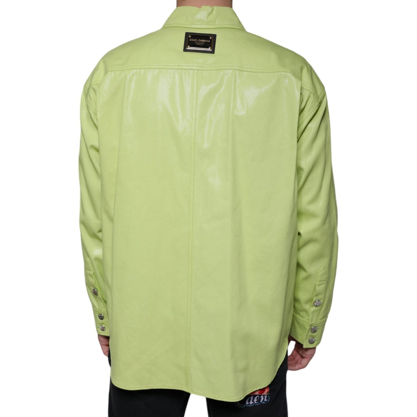 Dolce & Gabbana Green Cotton Collared Men Button Down Shirt Dolce & Gabbana