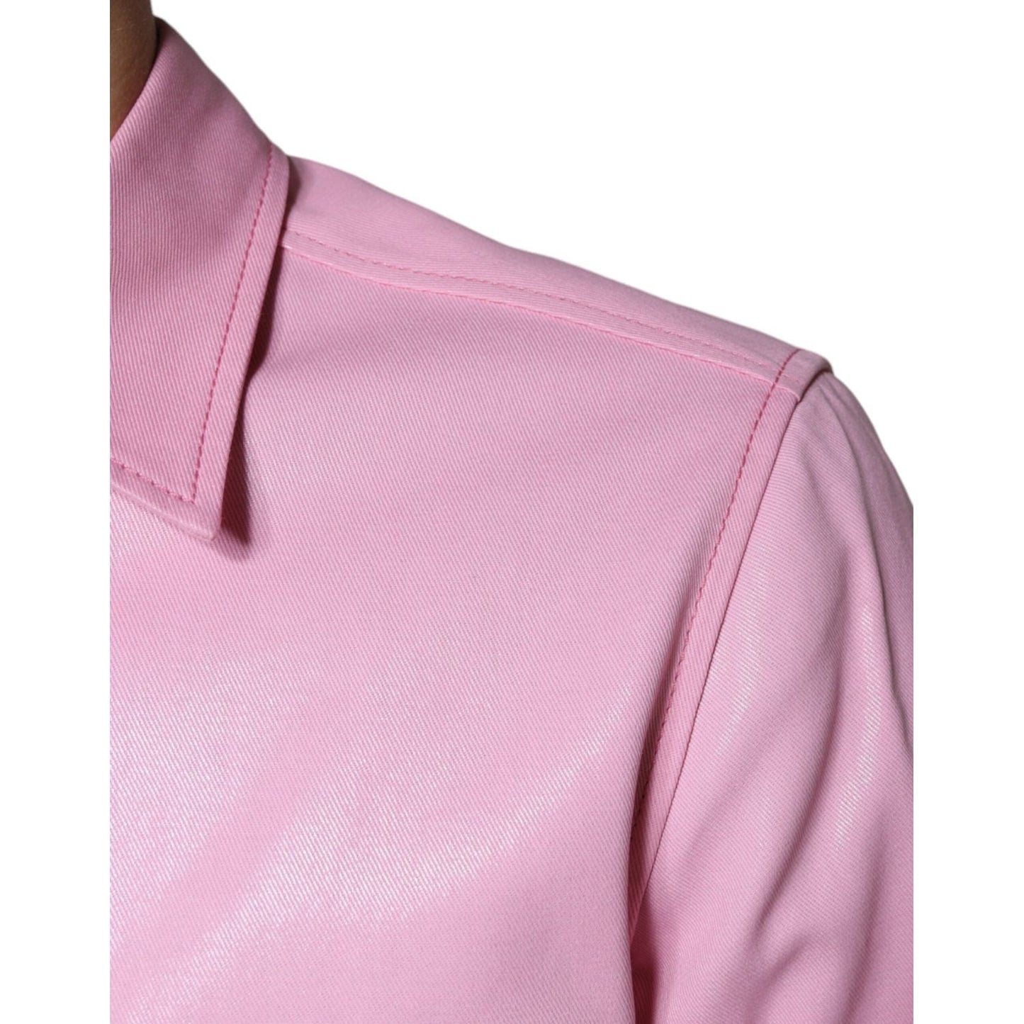 Dolce & Gabbana Pink Cotton Collared Button Down Shirt Dolce & Gabbana