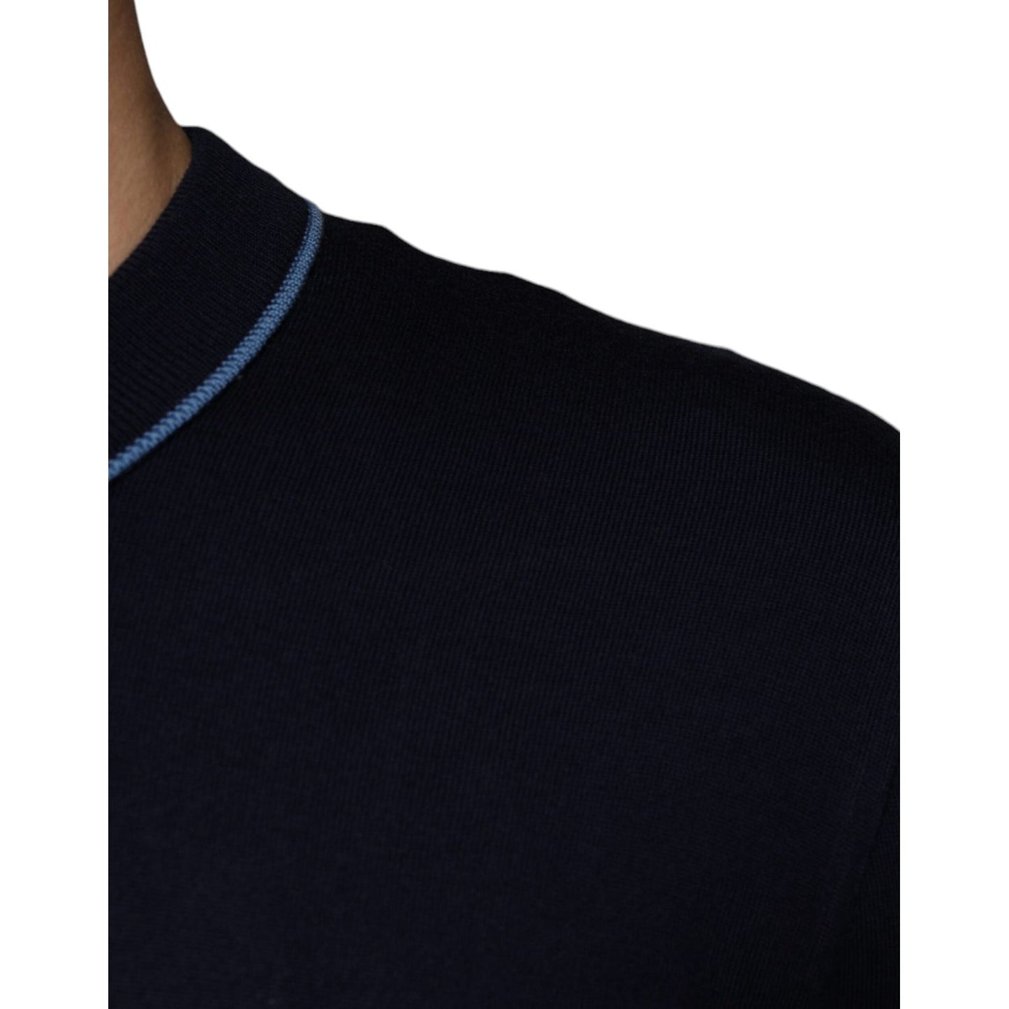 Dolce & Gabbana Dark Blue Wool Crew Neck Men Pullover Sweater Dolce & Gabbana