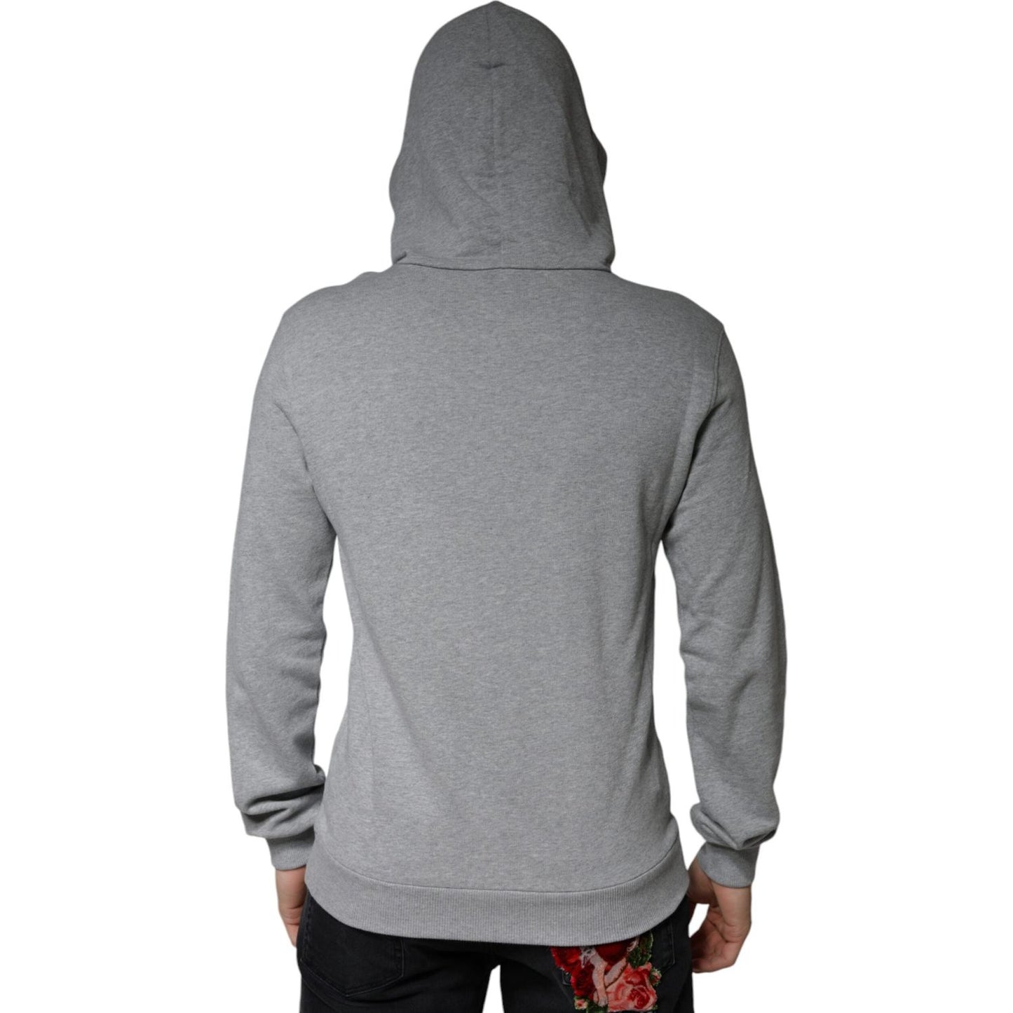 Dolce & Gabbana Gray Cotton Logo Hooded Sweatshirt Sweater Dolce & Gabbana