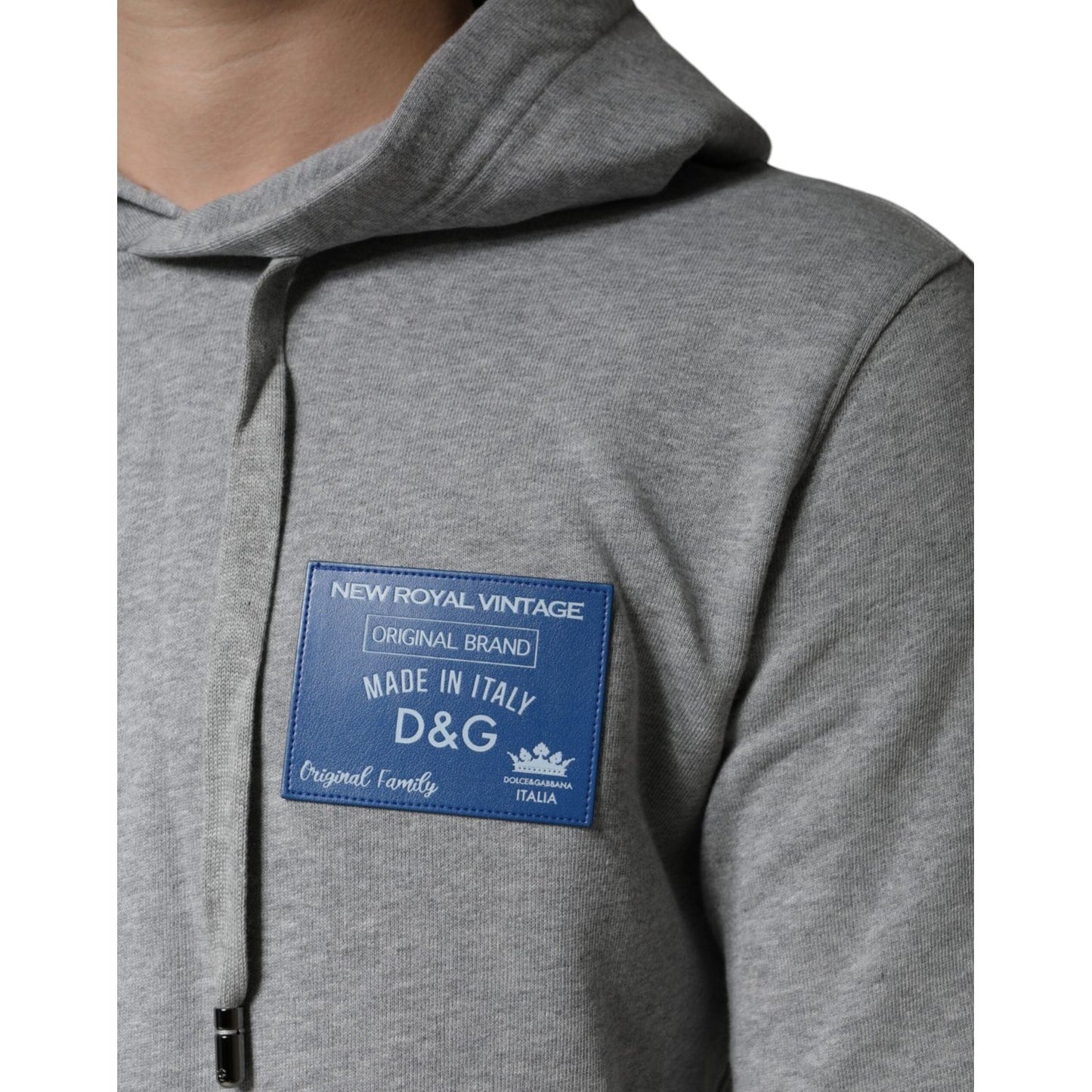 Dolce & Gabbana Gray Cotton Logo Hooded Sweatshirt Sweater Dolce & Gabbana