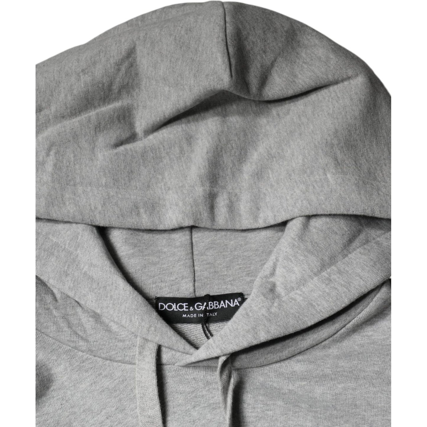 Dolce & Gabbana Gray Cotton Logo Hooded Sweatshirt Sweater Dolce & Gabbana