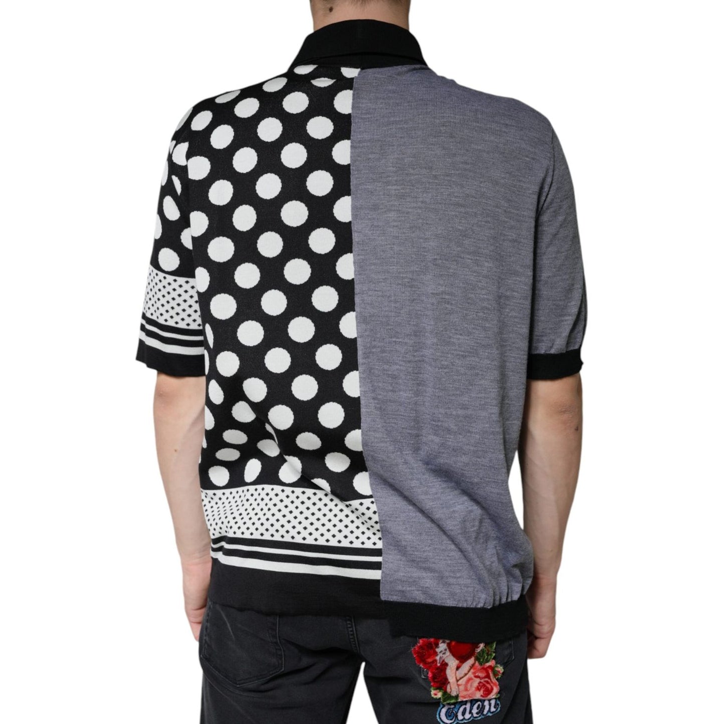 Dolce & Gabbana Black White Polka Dot Collared Polo T-shirt Dolce & Gabbana