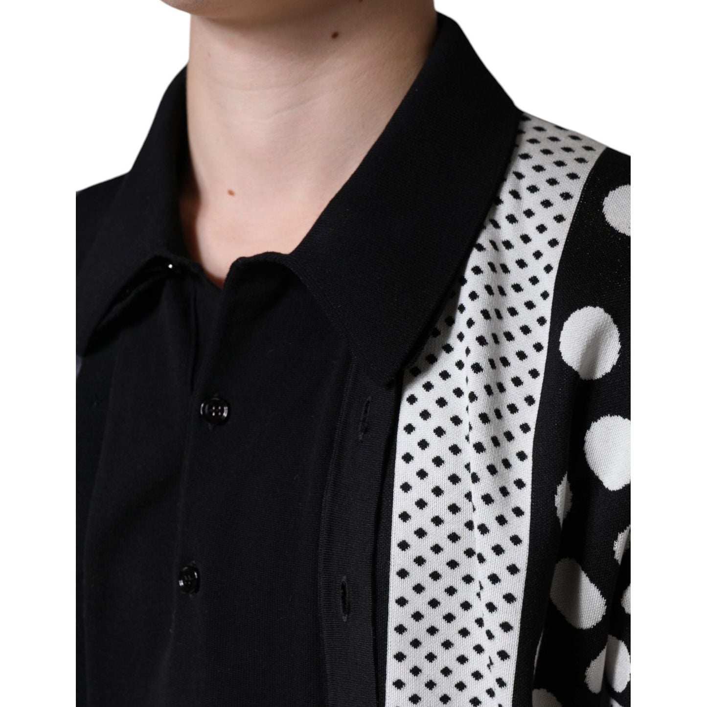 Dolce & Gabbana Black White Polka Dot Collared Polo T-shirt Dolce & Gabbana