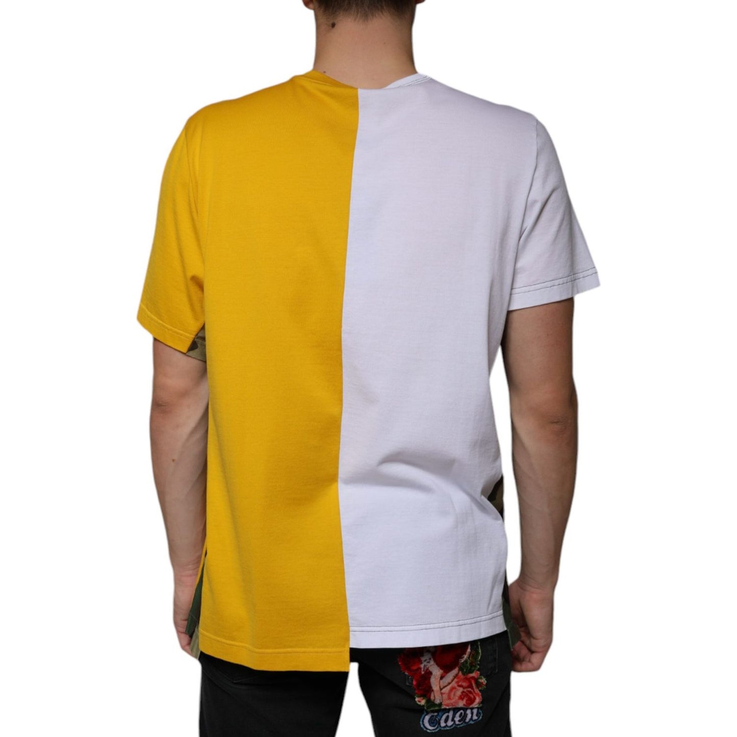 Dolce & Gabbana White Yellow Logo Print Short Sleeve T-shirt Dolce & Gabbana