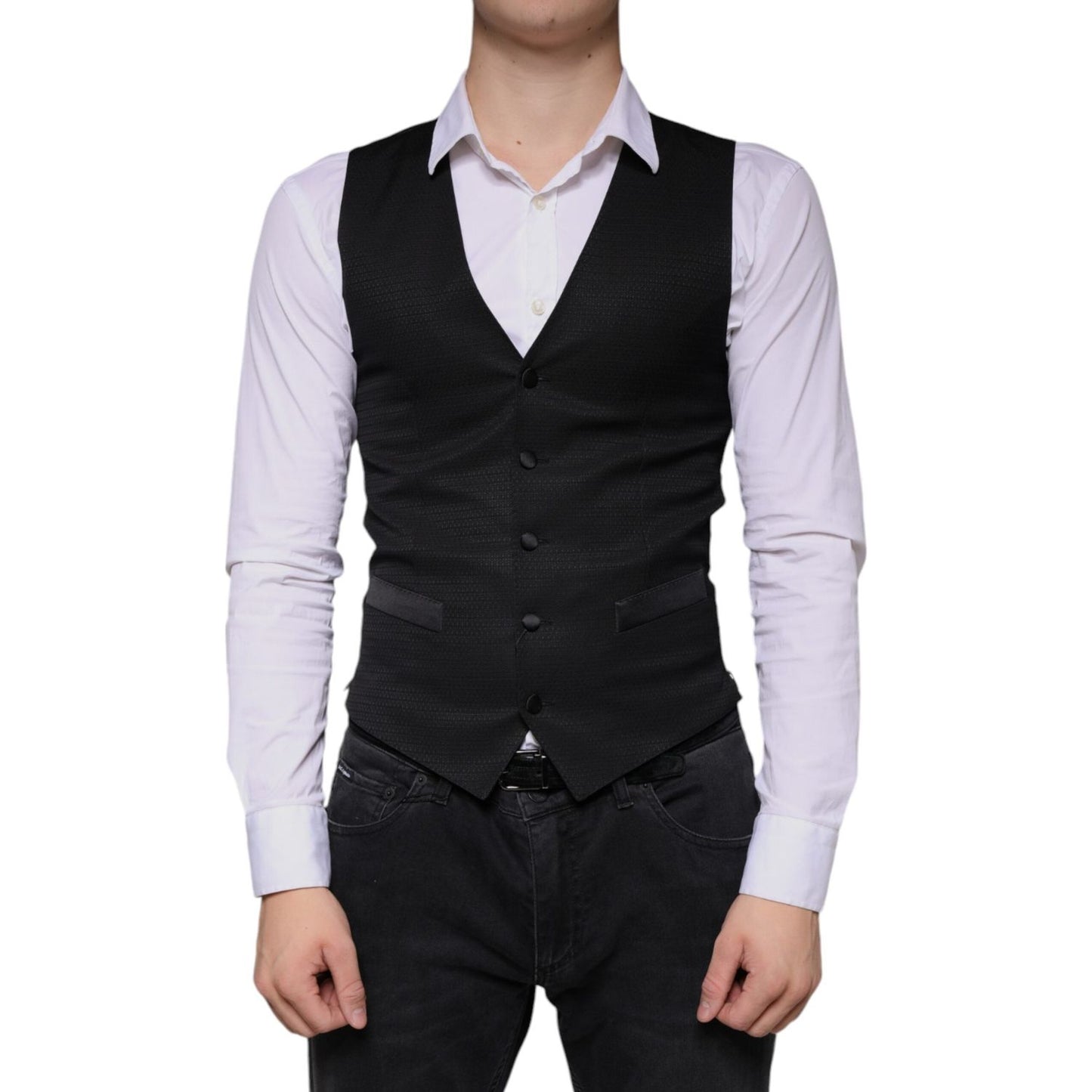 Dolce & Gabbana Black Wool Waistcoat Dress Formal Vest Dolce & Gabbana