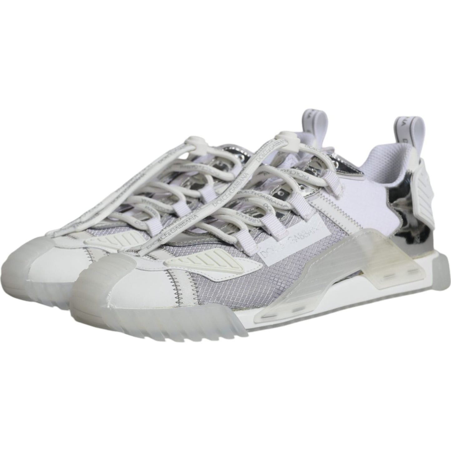 Dolce & Gabbana White Silver Low Top NS1 Sneakers Shoes Dolce & Gabbana