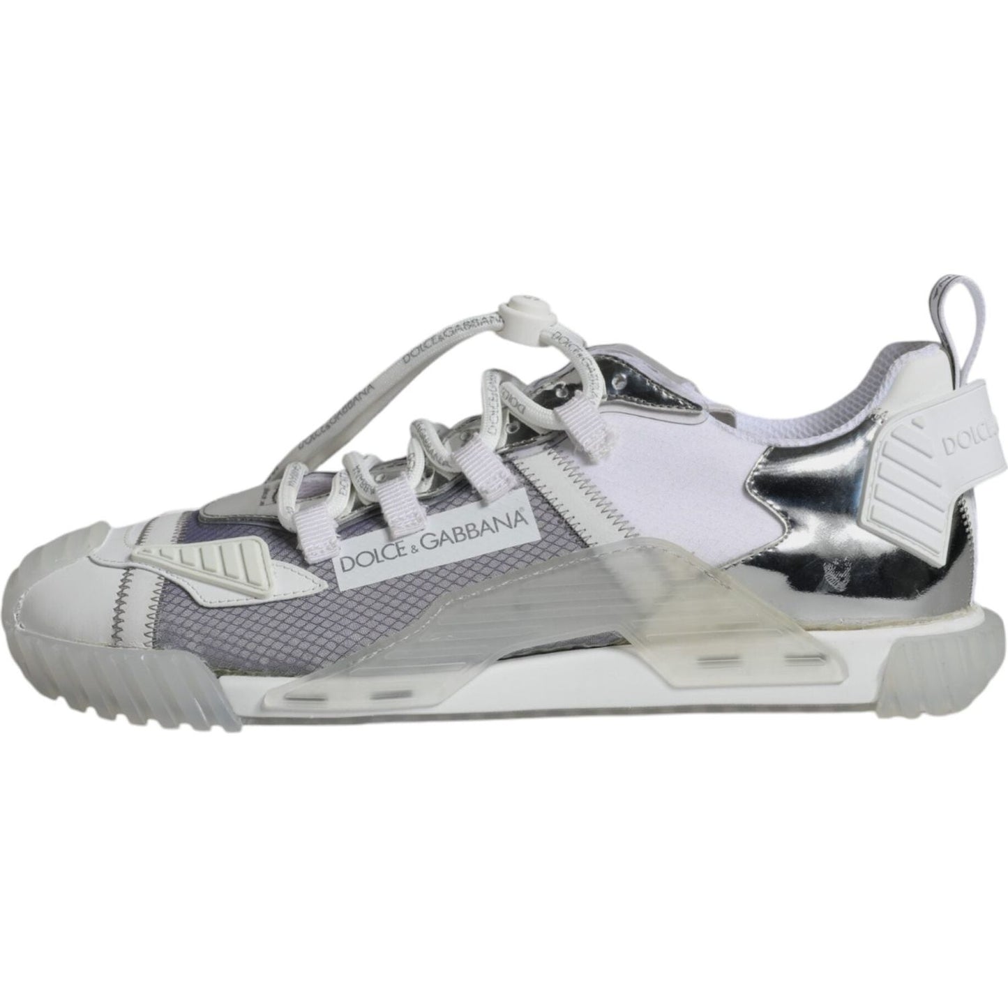 Dolce & Gabbana White Silver Low Top NS1 Sneakers Shoes Dolce & Gabbana