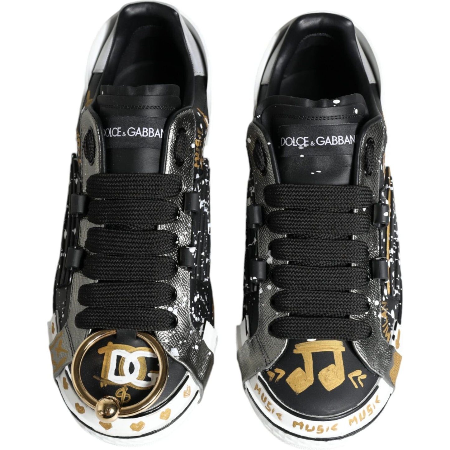 Dolce & Gabbana Black White Portofino Low Top Sneakers Shoes Dolce & Gabbana