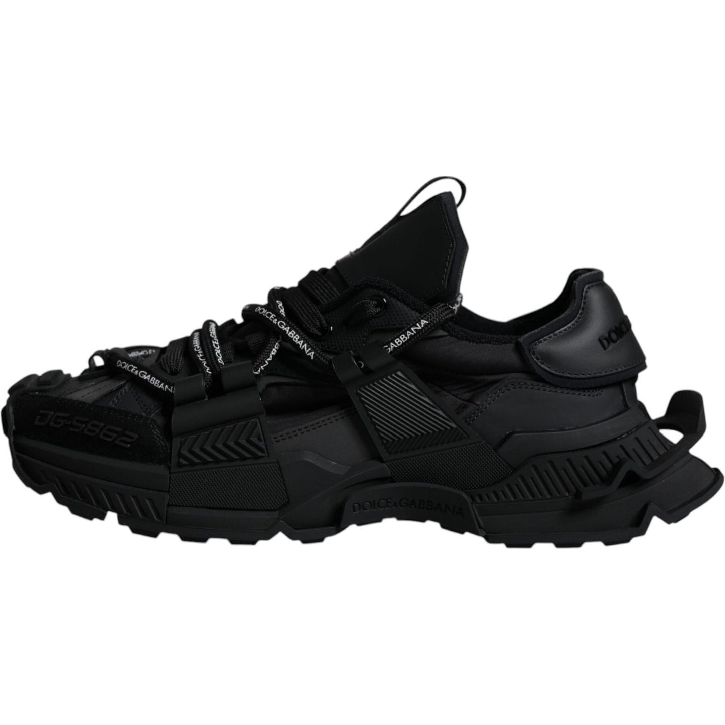 Dolce & Gabbana Black Low Top Space Lace Up Sneakers Shoes Dolce & Gabbana