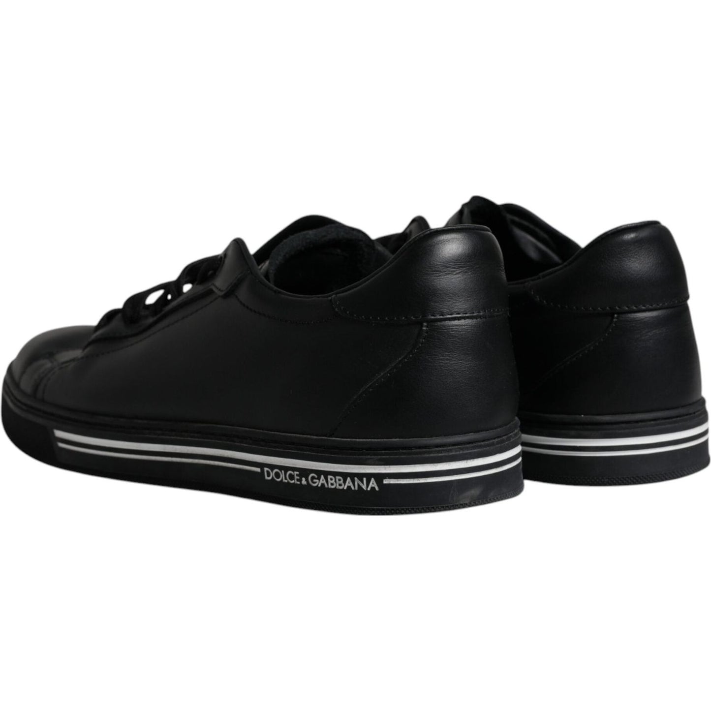 Dolce & Gabbana Black Leather Low Top Sneakers Shoes Dolce & Gabbana