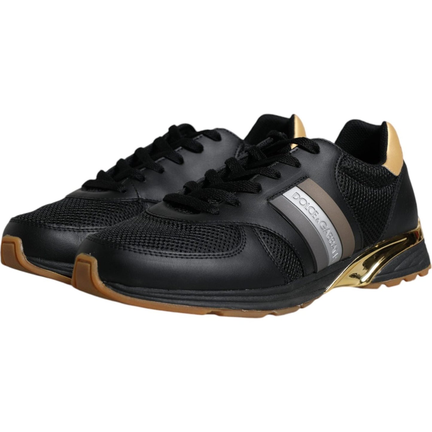 Dolce & Gabbana Black Logo Leather Casual Men Sneakers Shoes Dolce & Gabbana