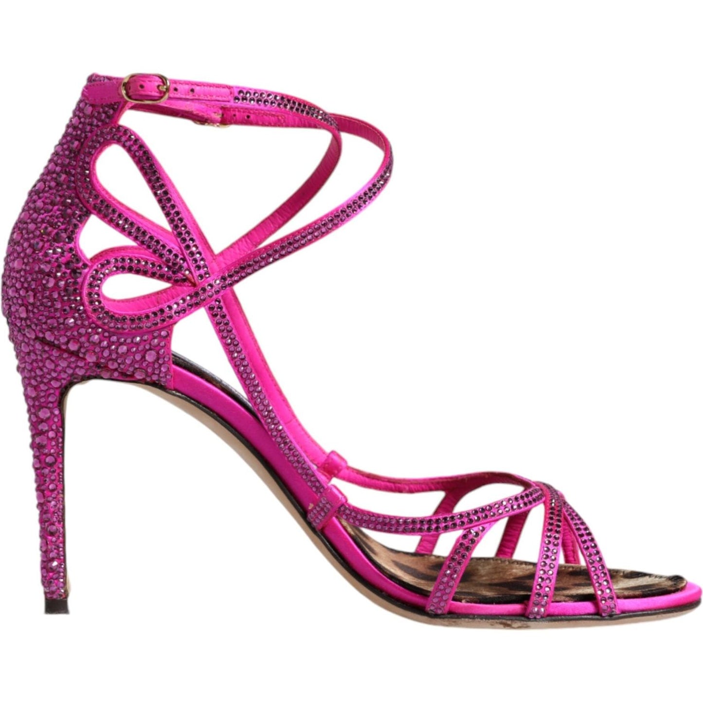 Dolce & Gabbana Pink Strass Ankle Strap Heels Sandals Shoes Dolce & Gabbana