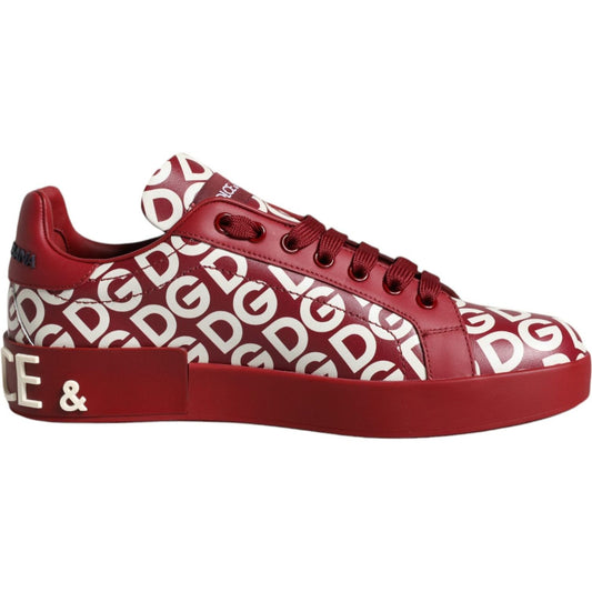 Dolce & Gabbana White Red Leather DG Mania Sneakers Shoes Dolce & Gabbana