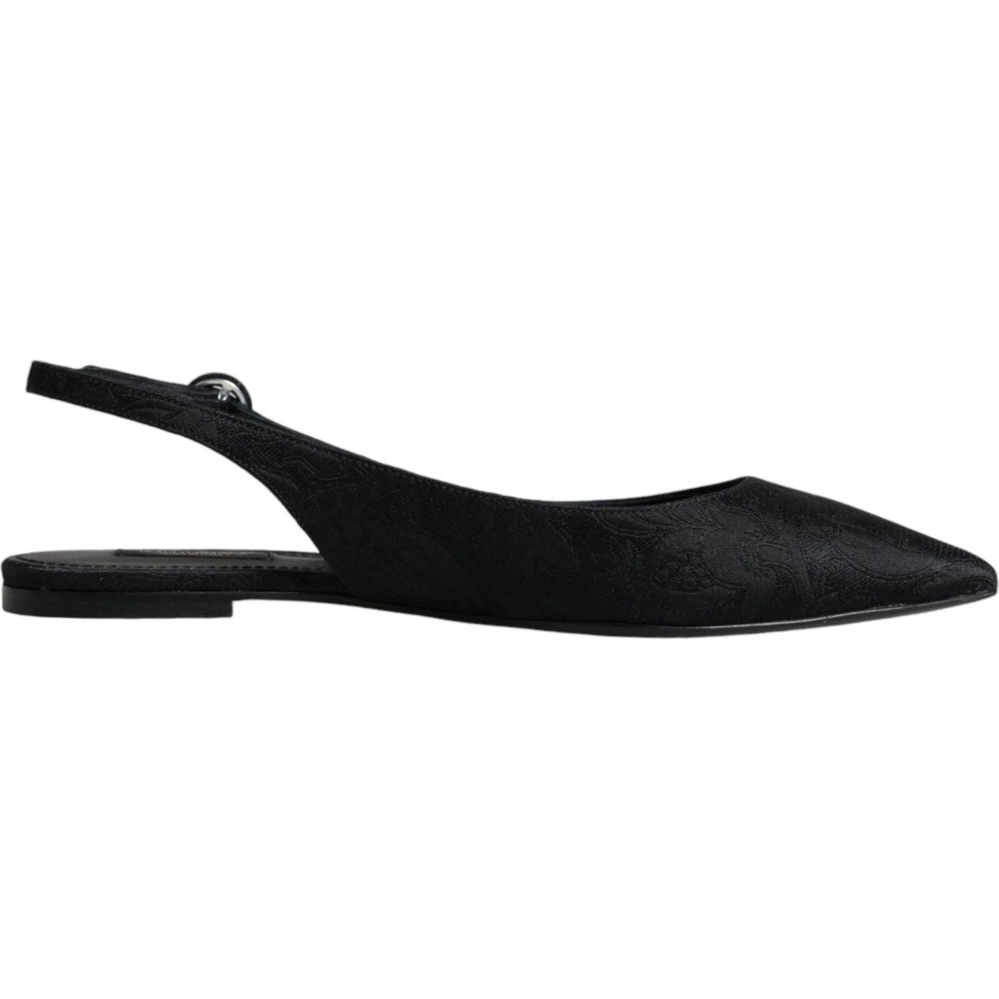 Dolce & Gabbana Black Brocade Flats Sandals Slingback Shoes Dolce & Gabbana