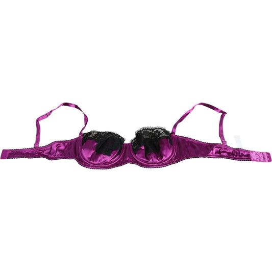 Dolce & Gabbana Purple Silk Underwired Balconette Bra Underwear Dolce & Gabbana