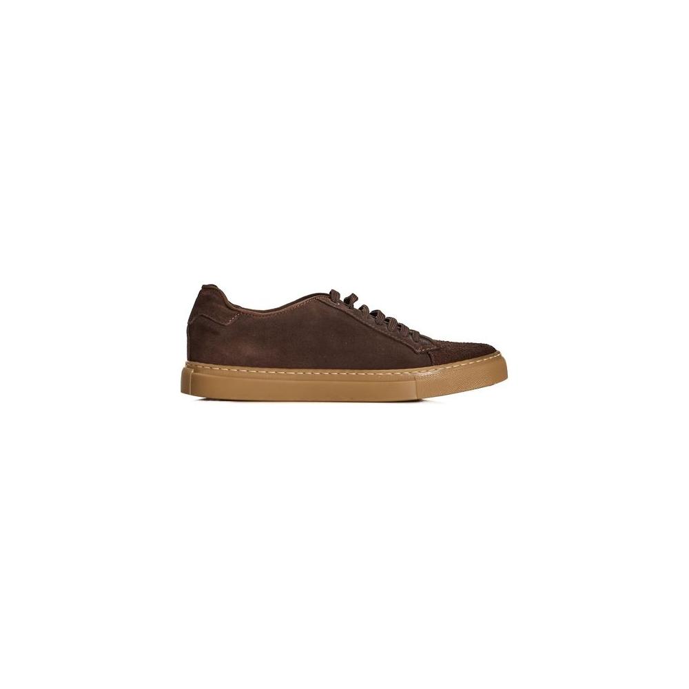 Roberto Pepe Luxury Brown Calfskin Men Sneaker Roberto Pepe Luxury