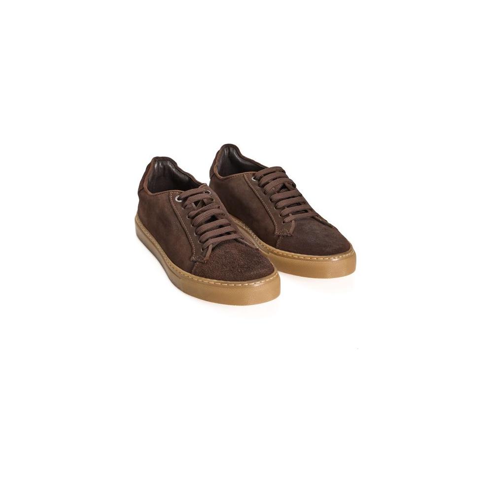 Roberto Pepe Luxury Brown Calfskin Men Sneaker Roberto Pepe Luxury