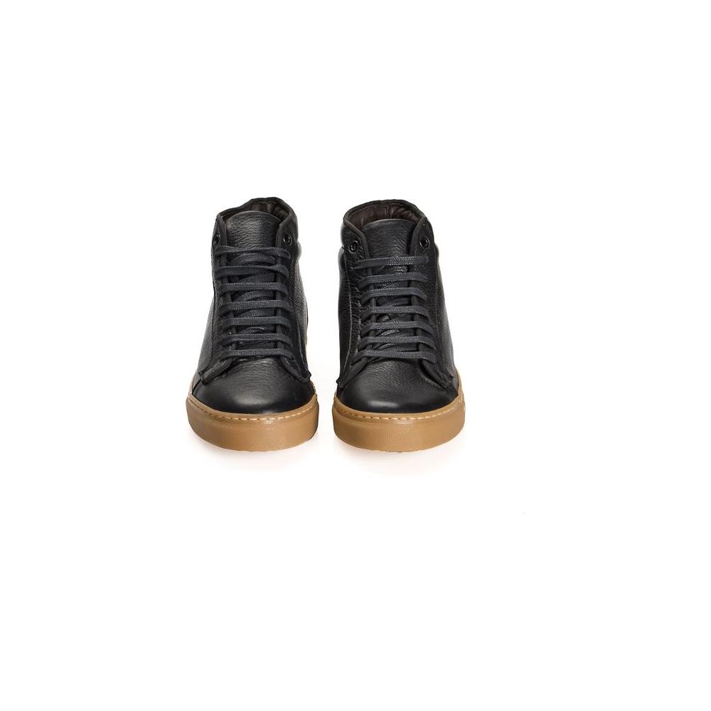 Roberto Pepe Luxury Black Calfskin Men Sneaker Roberto Pepe Luxury